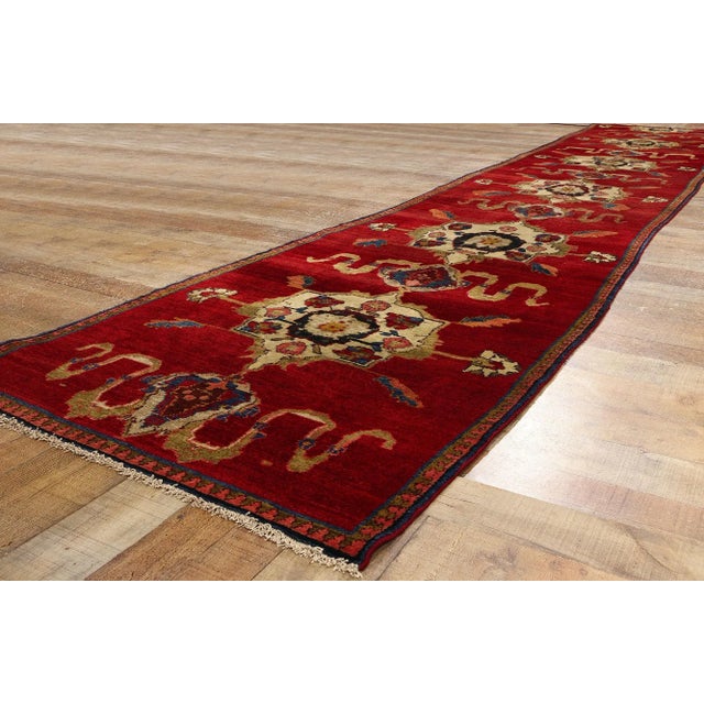 Textile Vintage Red Turkish Oushak Rug - 03'01 X 17'03 For Sale - Image 7 of 9