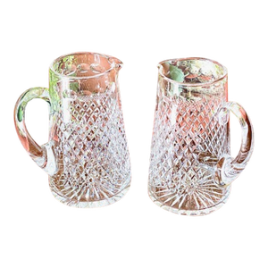 1970s Stuart Crystal Water Pitchers (2) Hand Blown and Cut Hardwicke Design