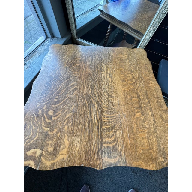 Antique Barley Twist Leg, Quarter Sawn Oak Entry or Parlor Table For Sale - Image 10 of 12