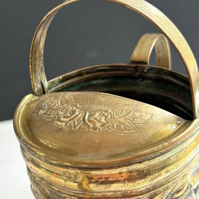 Vintage Embossed Brass Floral Watering Can With Roses For Sale In Miami - Image 6 of 11