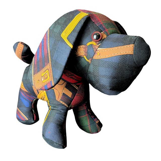 American Ralph Lauren Black Watch Tartan Vintage Silk Scarf Loyal Puppy For Sale - Image 3 of 3