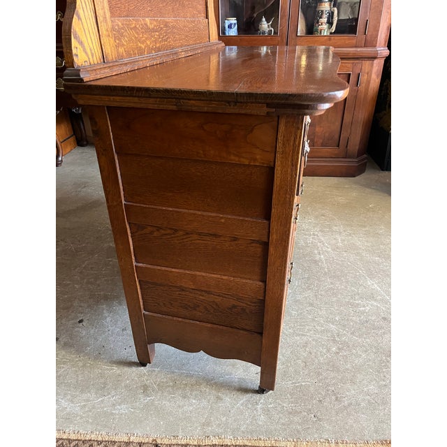 Early 20th Century Antique Oak Dresser With Mirror For Sale - Image 5 of 8