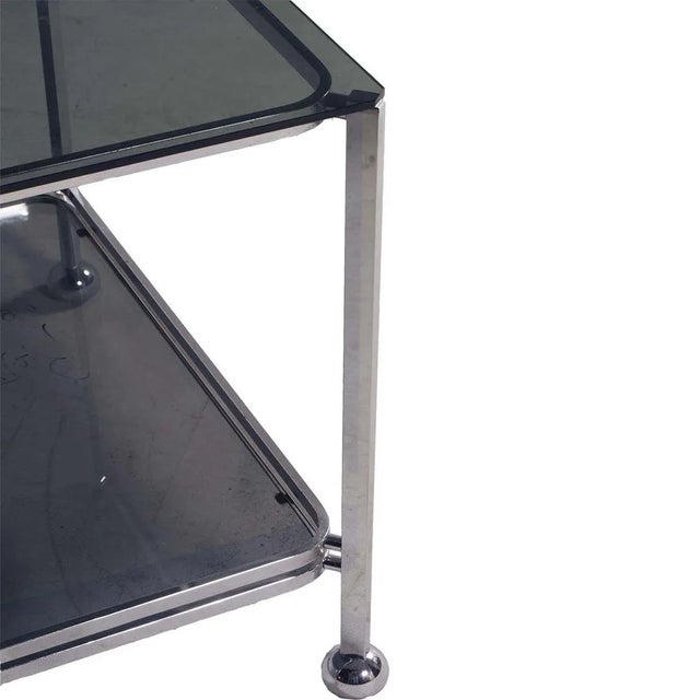 Contemporary Italian Chrome Steel & Glass Trolley Bar Cart, 1970s For Sale - Image 3 of 6