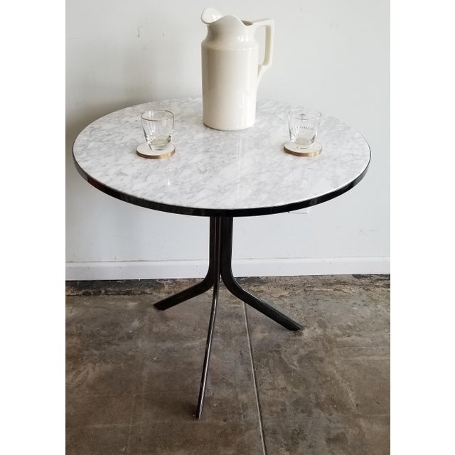Round Cafe Bistro Table With Carrera Marble Top | Chairish (640 x 640 Pixel)