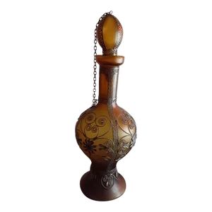 Late 19th Century Antique Filigree Silver Overlay Amber Satin Glass Decanter