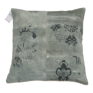 Zabihi Collection Large Green Chinese Rug Pillow For Sale