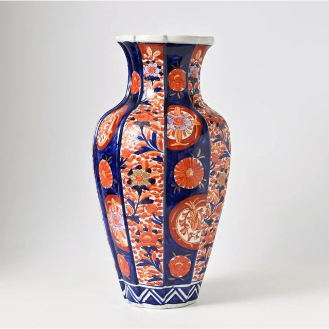 Antique, Meiji period, Japanese Imari porcelain vase.
