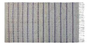 Late 20th Century Moroccan Handira W/ Blue Stripes