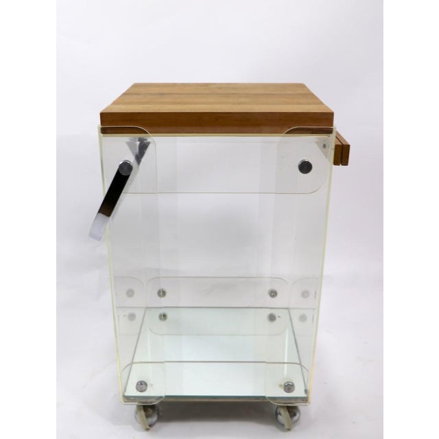 Lucite Chrome and Wood Serving Cart For Sale In New York - Image 6 of 13
