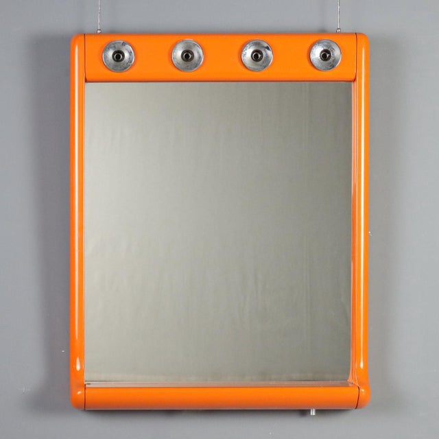 Vintage Aluminium and Plastic Mirror with 4 Lights, Italy, 1970s For Sale - Image 12 of 12