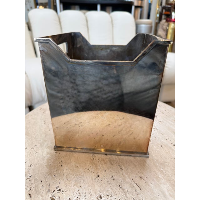 Metal Mid-Century Modern Polished Metal Basket For Sale - Image 7 of 9