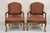 French Country Style Shell Carved Wood Burgundy Upholstered Lounge Chairs - a Pair. Circa 21st Century, Pre-owned....