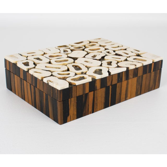 French Art Deco Bone Marquetry and Macassar Wood Box For Sale - Image 11 of 11