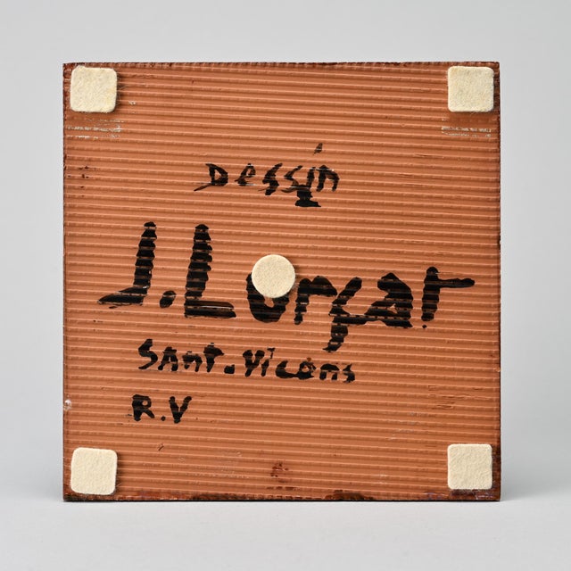 Ceramic tile made after a design by Jean Lurçat, produced by the Sant Vicens workshop in Perpignan in the 1950s. Square in...