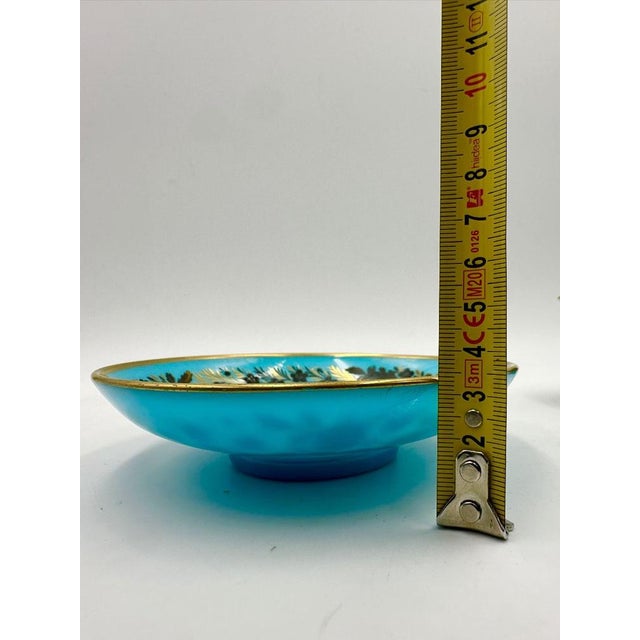 Charles X Turquoise Blue Opal Saucer and Underplate Decorated with Painted Flowers and Gold Trim, 1830, Set of 2 For Sale - Image 6 of 13