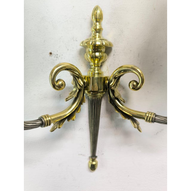 1950s Brass Wall Lamp with Silk Lampshades, 1950s For Sale - Image 5 of 9