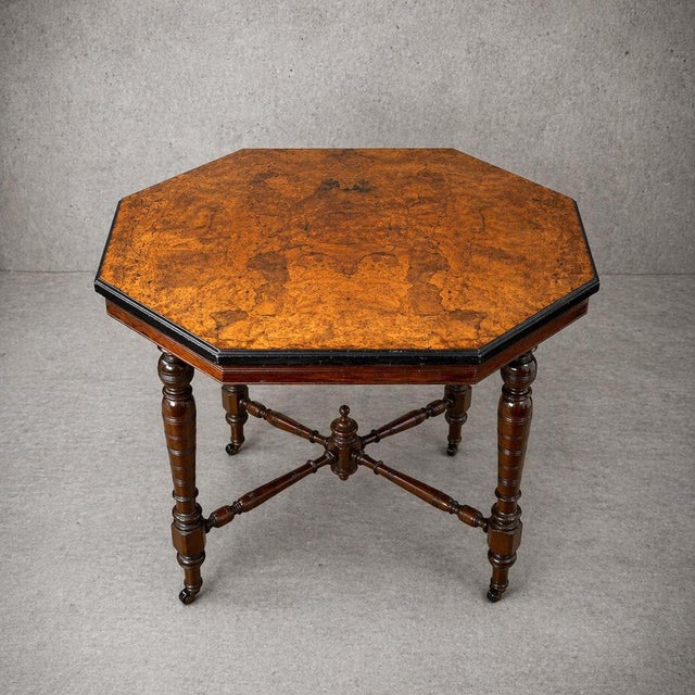 Antique Victorian Octagonal Burr Walnut Dining Table For Sale - Image 10 of 10