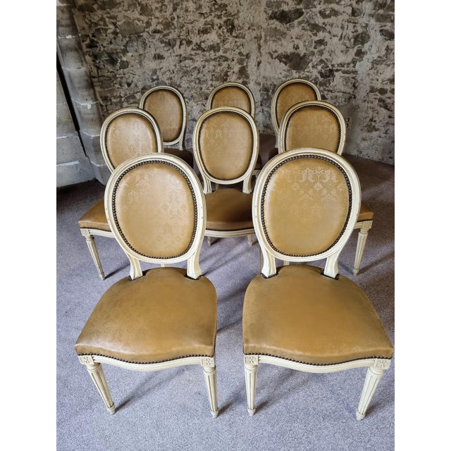 Vintage French Louis XVI Style Dining Chairs, 1920s, Set of 8 For Sale - Image 3 of 18