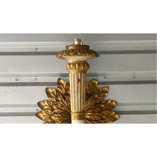 Vintage Neoclassical Gilt Flower Wall Lamp For Sale - Image 11 of 12