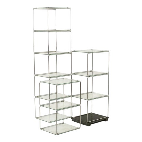 Shelves in Chrome-Plated Metal and Glass, 1970s, Set of 3 For Sale