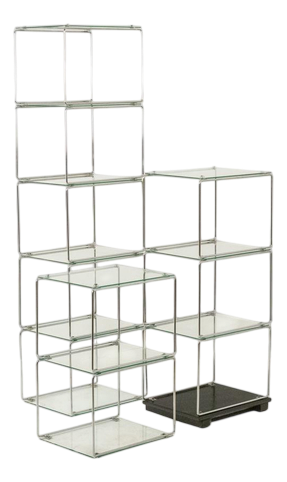 Shelves in Chrome-Plated Metal and Glass, 1970s, Set of 3