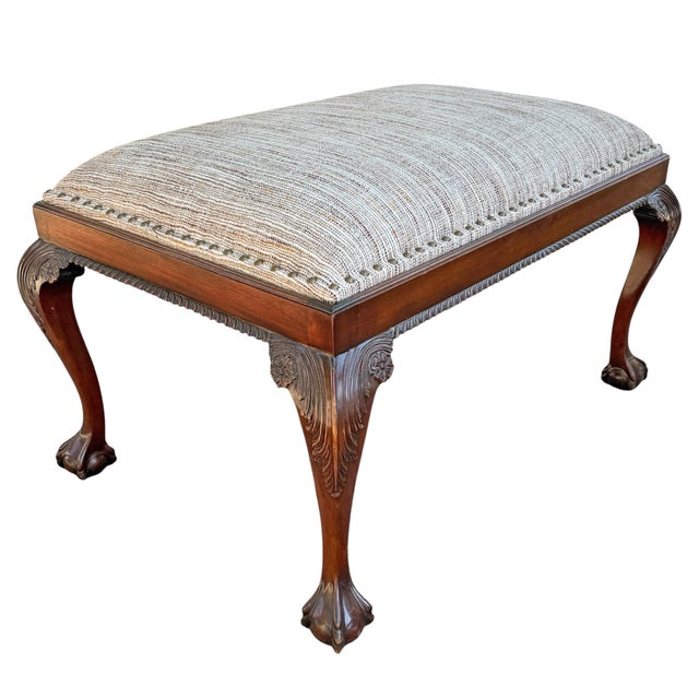 Wood Mid-20th Century Chippendale-Style Ottoman For Sale - Image 7 of 18