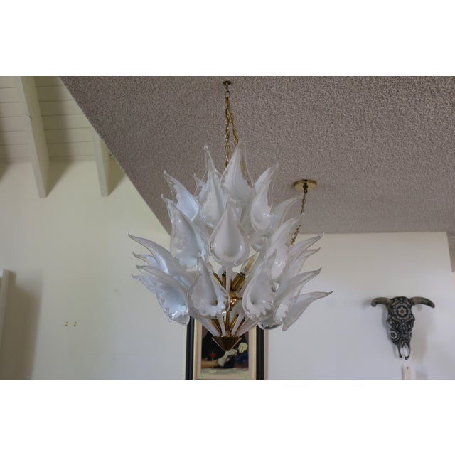 Italian Mid-Century Italian Camer Calla Lily Murano Glass Chandelier For Sale - Image 3 of 12