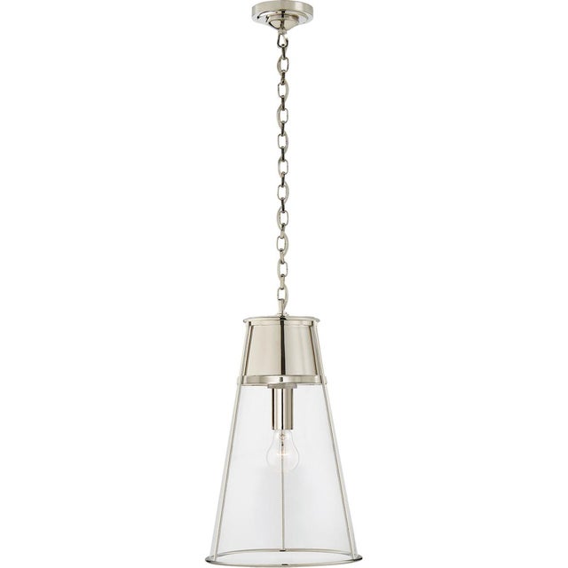 Modern Thomas O'Brien for Visual Comfort Signature Robinson Large Pendant in Polished Nickel with Clear Glass For Sale - Image 3 of 4