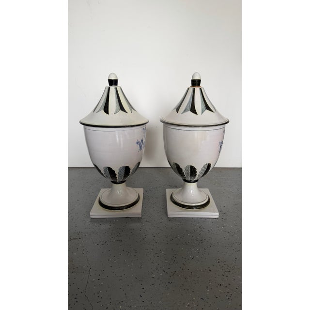 Italian Antique Large Italian Apothecary Lidded Urn Set For Sale - Image 3 of 8