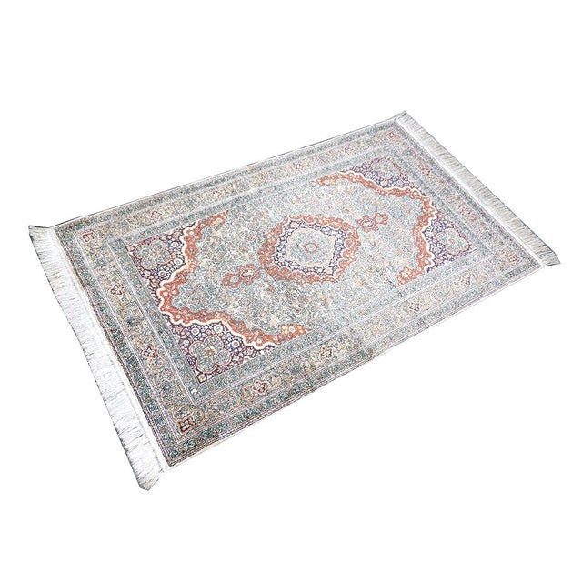 Vintage Sino-Persian Hereke Silk 3x5 Ivory, Red & Purple Handmade Area Rug #1144265 For Sale In Houston - Image 6 of 16