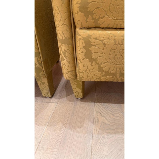 1950s Barrel Back Tub Chairs in Woven Silk Damask, 1950s, Set of 2 For Sale - Image 5 of 10