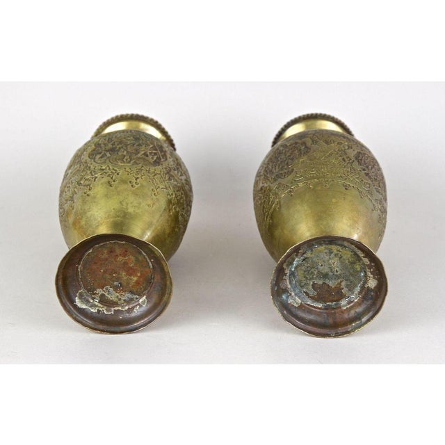 Antique Biedermeier Chased Brass Vases, 1860, Set of 2 For Sale - Image 16 of 18