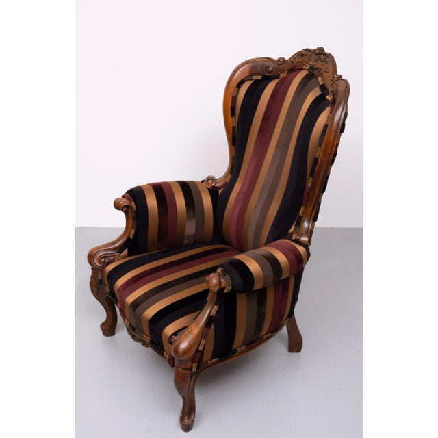 Antique Easy Chair with Paul Smith Fabric, 1880s For Sale - Image 6 of 13