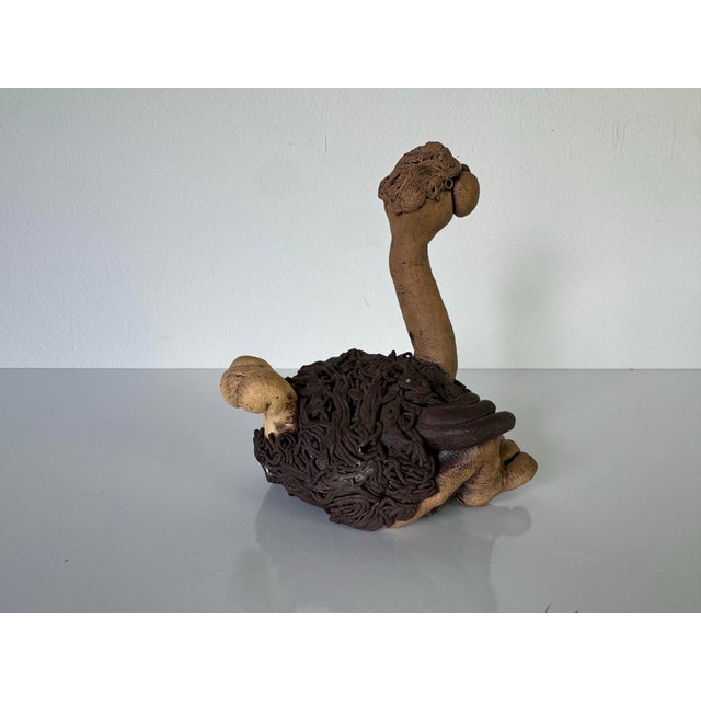 1980s Vintage Todd Warner Style Whimsical Art Pottery Ostrich Sculpture For Sale - Image 5 of 10