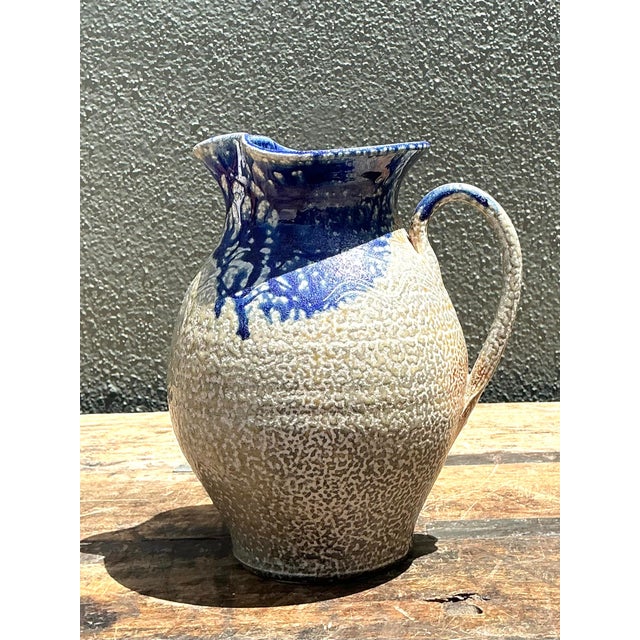 Vintage Drip Glazed Ceramic Pitcher For Sale - Image 4 of 12