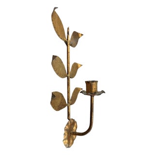 Vintage Gilt Tole Espalier / Espaliered Tree / Leaf Sconce / Candle Holder, Manner of Hans Kogl For Sale