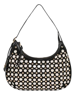 Alva Studded Hobo Crossbody in Black/Gold/Silver