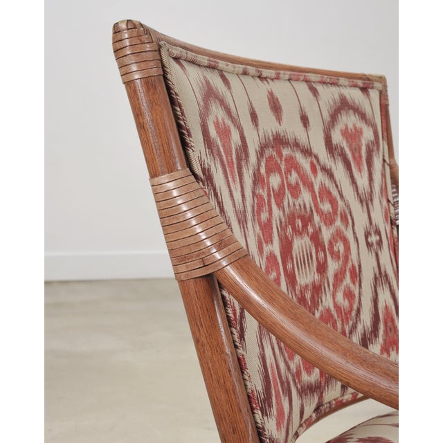 Set of Four McGuire Spindle-Back Rattan Ikat Dining Armchairs For Sale - Image 15 of 18