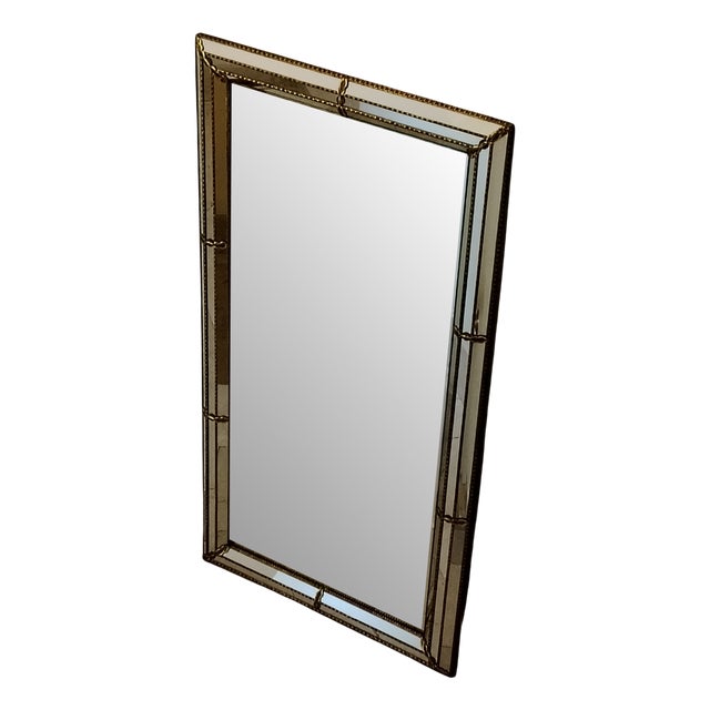 Art Deco Mirror with Beveled Frame and Gilt Brass, France, 1930 For Sale