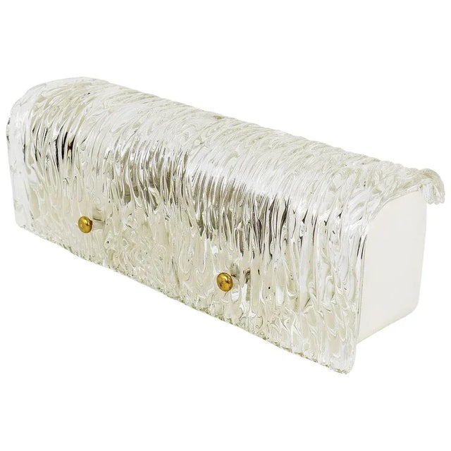 Vanity Mirror Wall Light in Brass and Textured Glass attributed to J. T. Kalmar for Kalmar, Austria, 1950s For Sale - Image 10 of 10