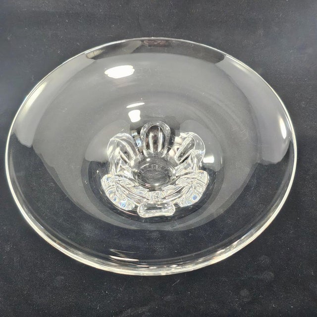 Glass Steuben Large Crystal Art Glass Foot Coronet Bowl, Signed For Sale - Image 7 of 12