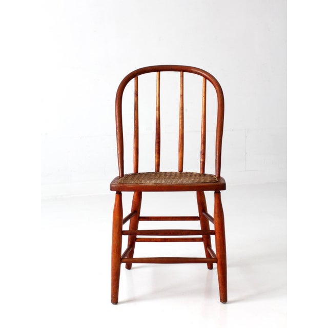 Antique Windsor Style Cane Seat Chair For Sale - Image 4 of 14