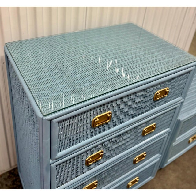 Coastal Chic Rattan Wicker Dresser & Nightstand Set For Sale - Image 9 of 12