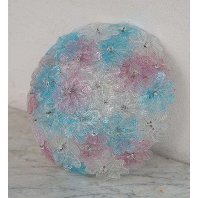 Italian 1970s Murano Multicolor Ceiling Light Flower by Seguso for Venini For Sale - Image 3 of 12