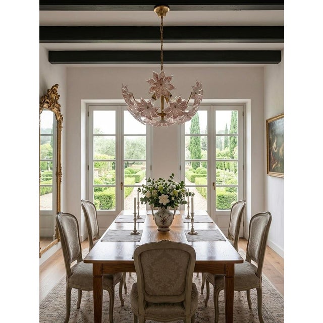 Metal Exquisite Mid-Century Murano Glass Floral Chandelier, 1970s For Sale - Image 7 of 7