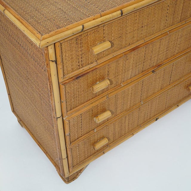 Bamboo and Woven Wicker Chest of Drawers, 1970s For Sale - Image 11 of 14