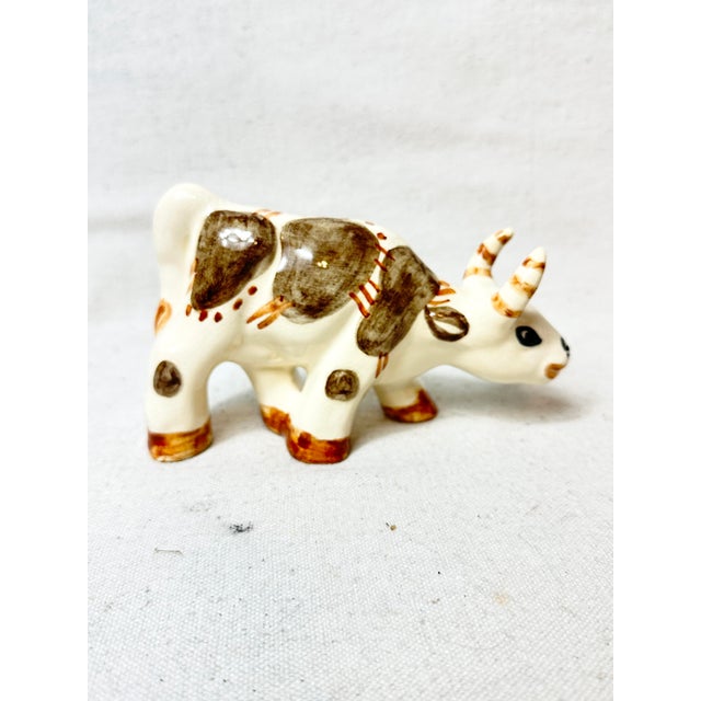 Wonderful vintage Shearwater pottery cow/bull figurine. Signed on the bottom. Warm neutral colors with whimsical touches....