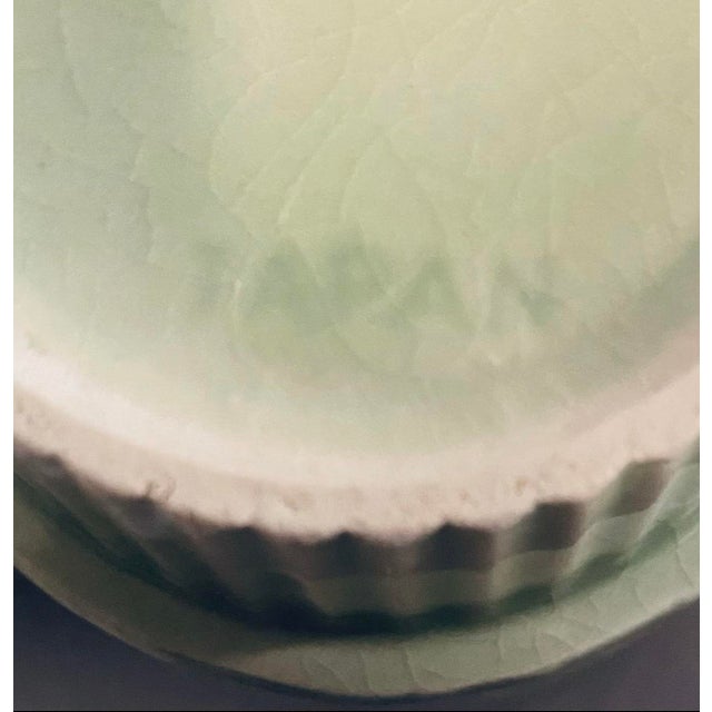 4 Embossed Vintage 60s Stackable Flower Power Mugs Cups Spring Green Japan 3.5” For Sale In Rochester - Image 6 of 9