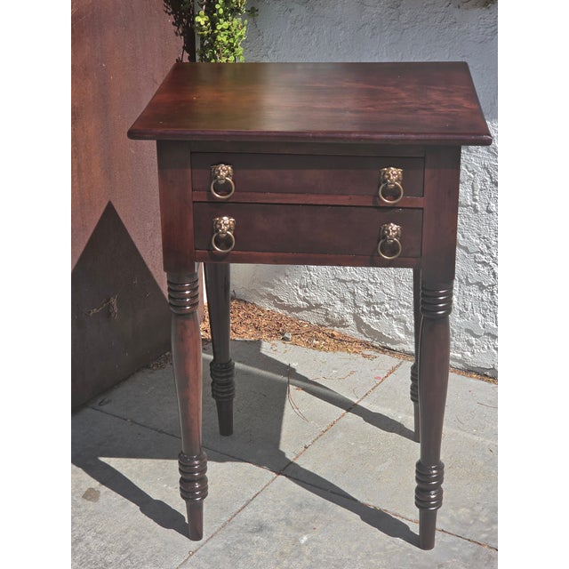 Antique 1840s Sheraton Work Table Lamp Table Nightstand For Sale - Image 9 of 9