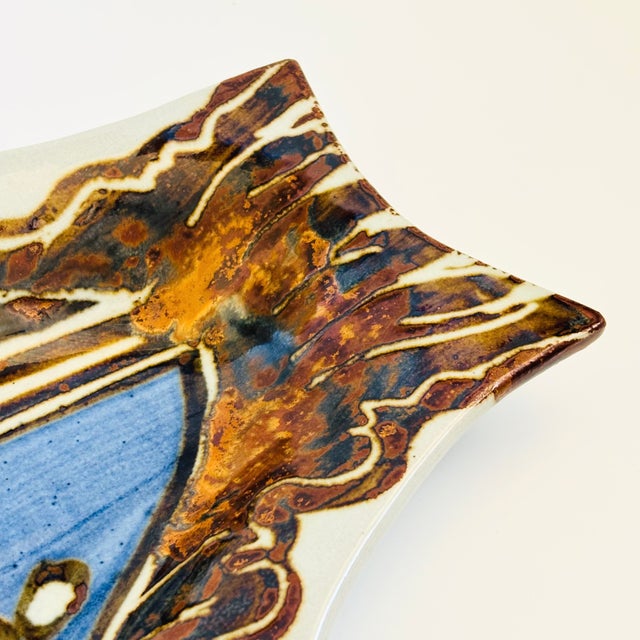 Vintage Large Ceramic Fish Platter, Hand Painted, Late 20th Century, Signed For Sale In San Francisco - Image 6 of 14